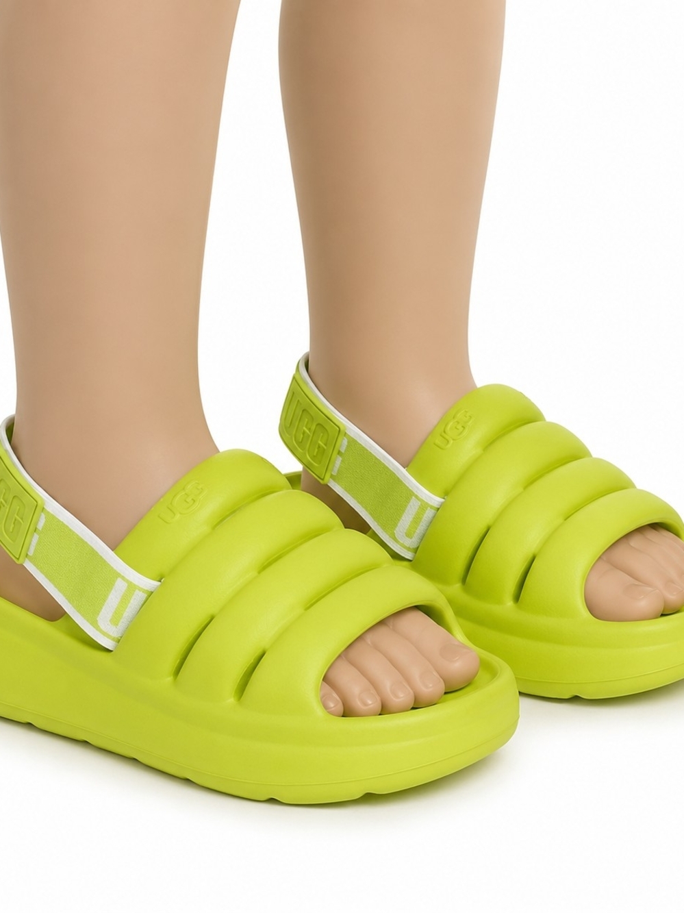 UGG Kids Lime Green Puffer Slide Sandals Size 5.5